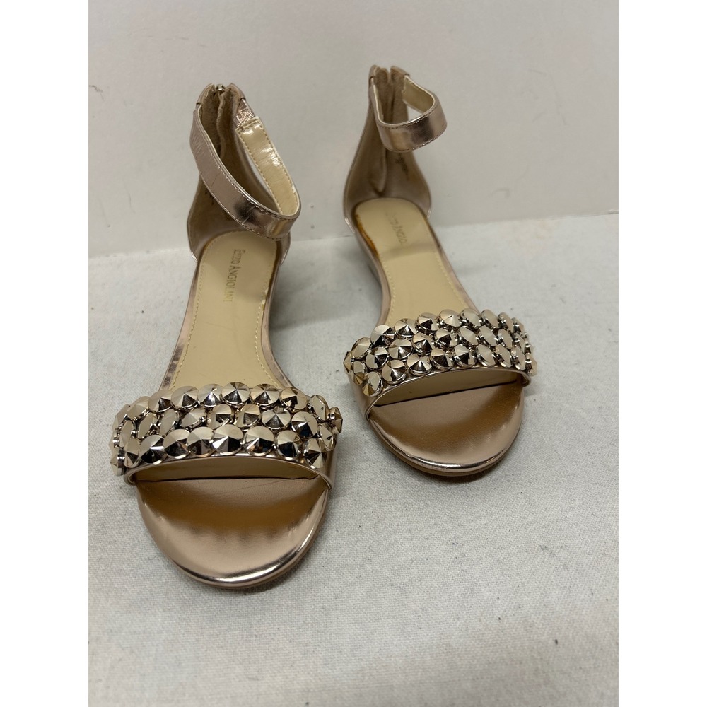 Vintage Enzo Angiolini Women Rose Gold Studded Ankle Strap Wedge Sandals Prom 8M - Picture 2 of 8